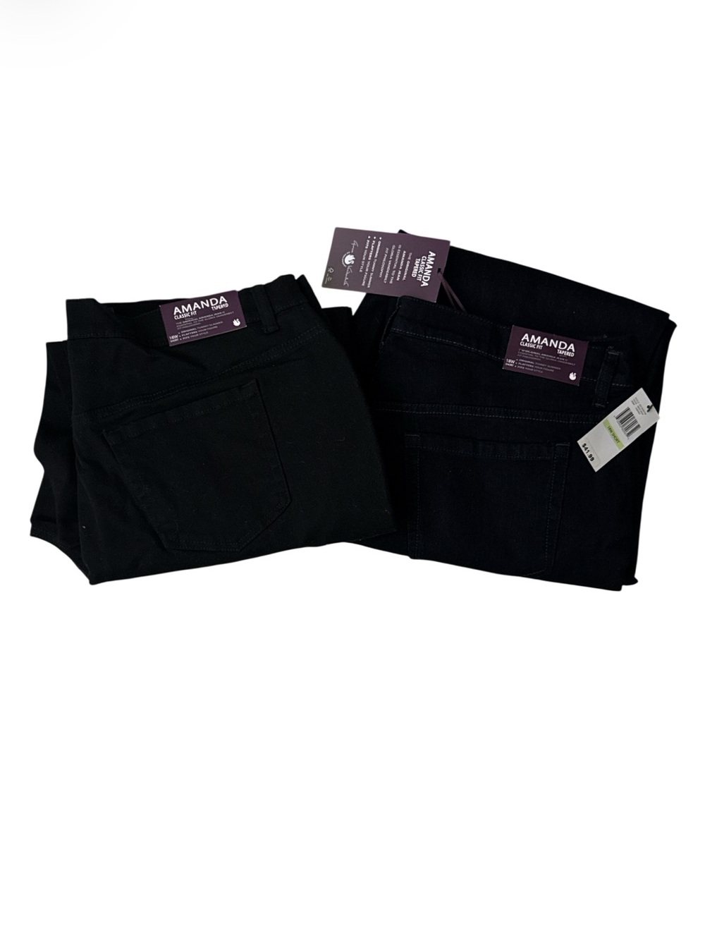 Gloria Vanderbilt Set of 2 Dark Wash and Black Jeans Classic Fit - Size 18W SH